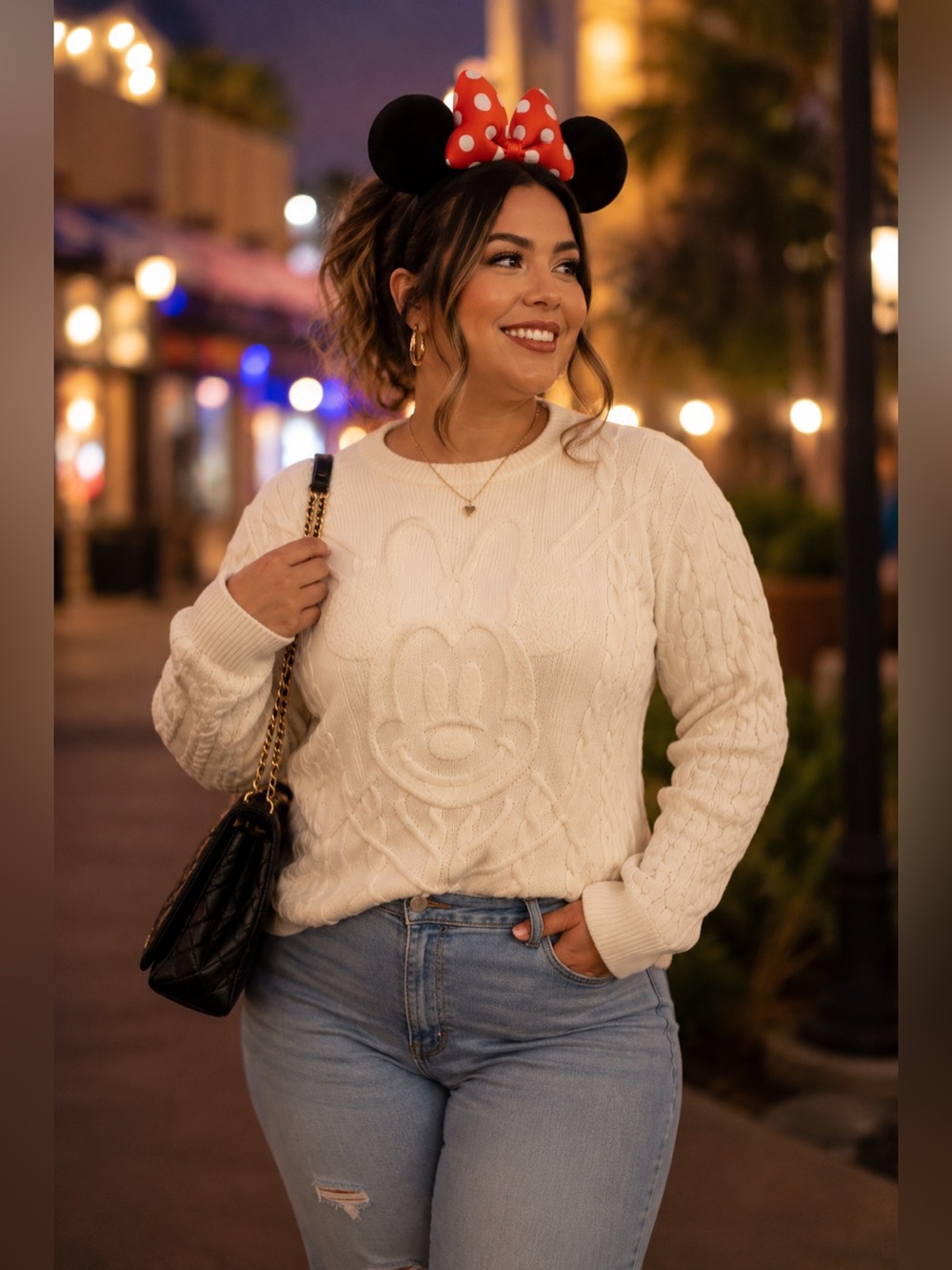Disney Parks Mickey Cable Knit Sweater Cream Plus Size 3XL Cozy Neutral